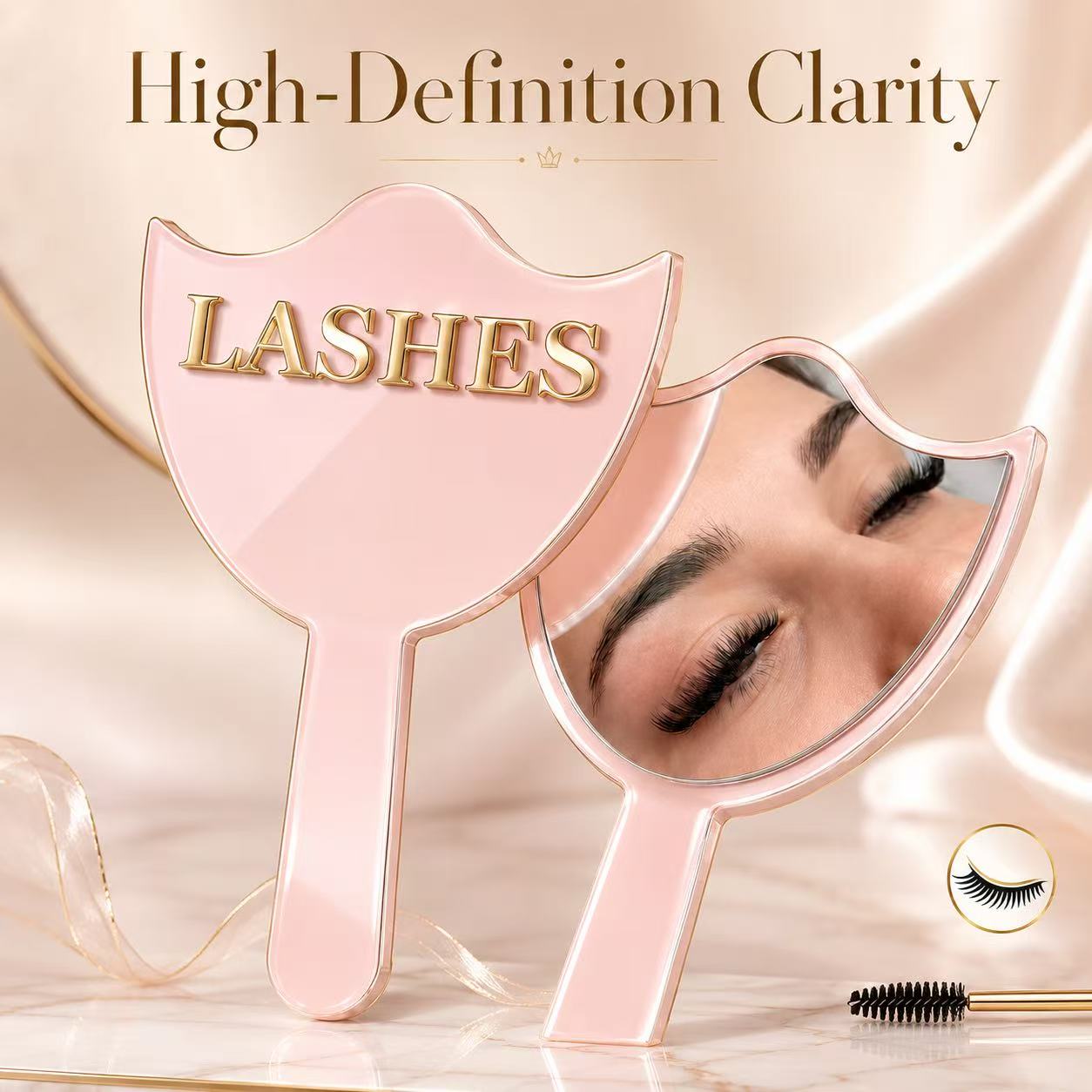 Eyelash Extension Fan - Specchio in Vetro HD con Manico